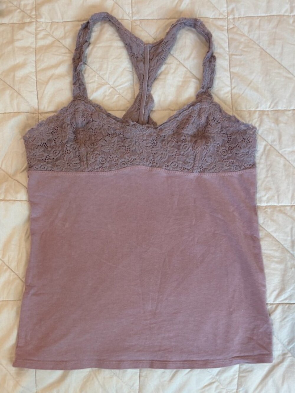 American Eagle Lace Racerback Cami Tank Top Mauve Size Medium